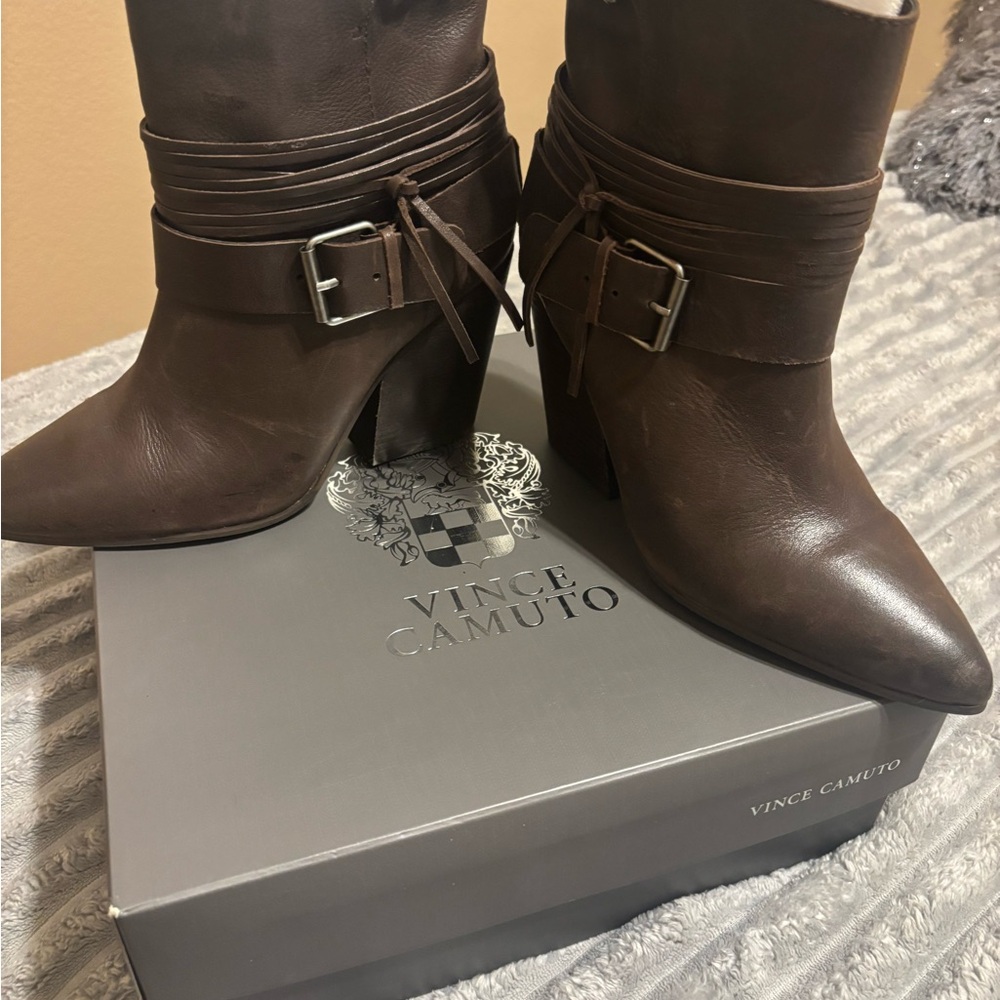Vince Camuto Chocolate Ankle Booties - Picture 2 of 6